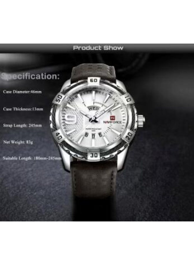 نافيفورس ساعات رجالية رياضية وعصرية وعسكرية، ساعة يد كوارتز مزودة بتقويم، ساعة يد رجالية أنيقة مقاومة للماء، مصنوعة من الجلد، ساعة رجالية NF9117L - Image 4