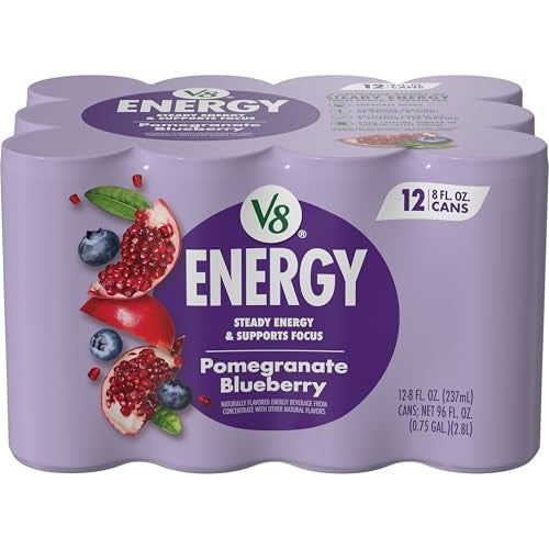 V8 Energy Juice Drink with Green Tea Pomegranate Blueberry 8 Fl Oz Can Pack of 12 - Image 1