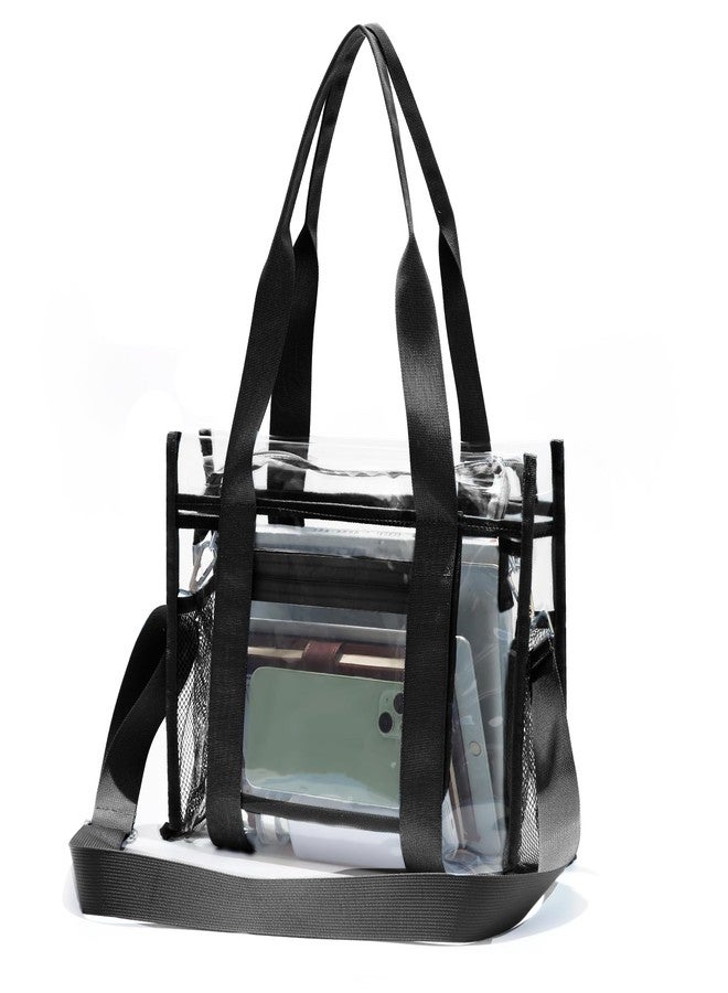 Didida Stadium Approved Clear Bag - Clear Tote Bag For Women Men with Zipper Pocket, Thick PVC Transparent Tote Bag for Concerts Sporting Events Airport Security, Adjustable Shoulder Strap, Black - Image 3