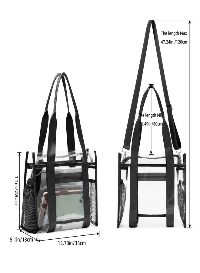 Didida Stadium Approved Clear Bag - Clear Tote Bag For Women Men with Zipper Pocket, Thick PVC Transparent Tote Bag for Concerts Sporting Events Airport Security, Adjustable Shoulder Strap, Black - Image 4