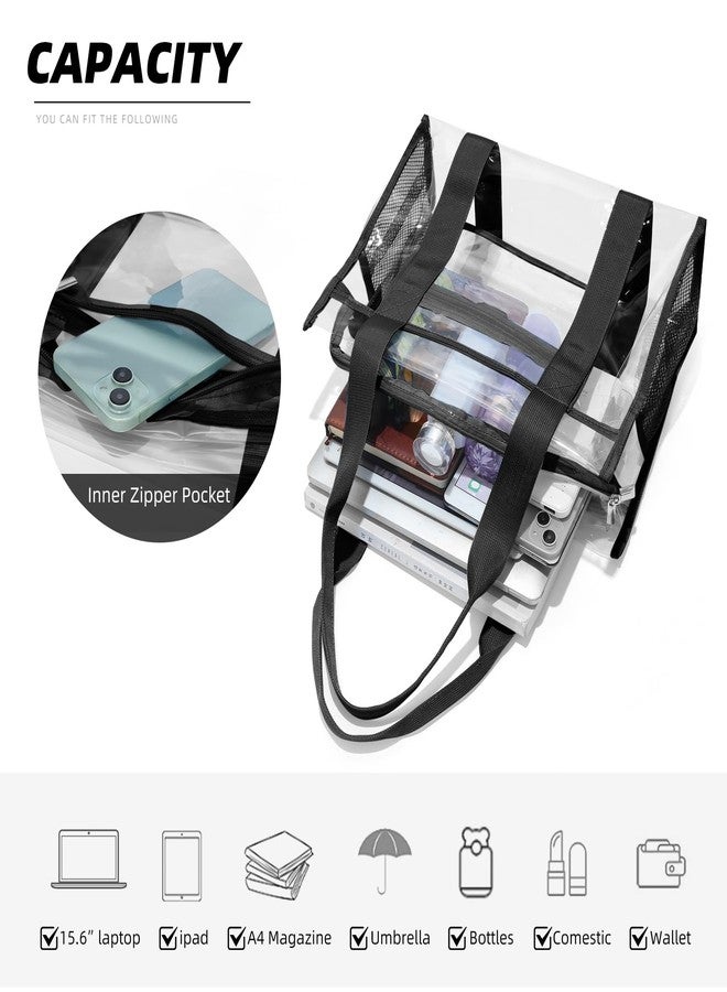 Didida Stadium Approved Clear Bag - Clear Tote Bag For Women Men with Zipper Pocket, Thick PVC Transparent Tote Bag for Concerts Sporting Events Airport Security, Adjustable Shoulder Strap, Black - Image 5