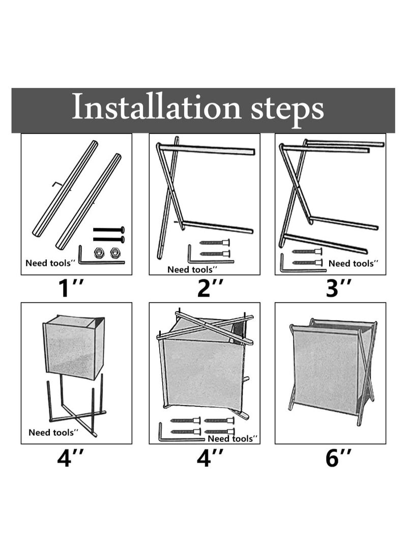 DELGREEN Portable Laundry Hamper Fordable Dirty Clothes Large Storage Basket Laundry Basket Yoga Mat Storage Basket Toys Storage Organizer Clothes Storage for Bathroom Bedroom 56.5×50×34CM - Image 3