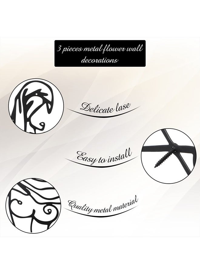 Photect - 3 Pieces Metal Wall Art Decor Minimalist Abstract Woman Wall Art Modern Line Drawing Wall Art Decor Metal Female Single Line Wall Home Hanging for Bedroom Kitchen Bathroom Living Room (Black, Lively) - Image 1