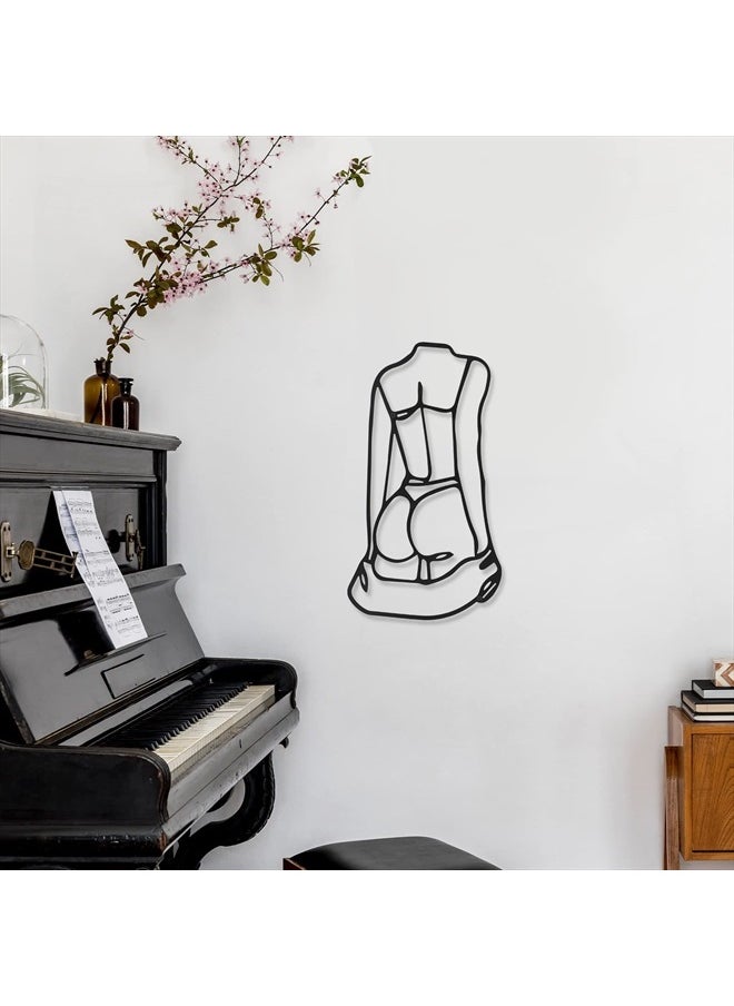 Photect - 3 Pieces Metal Wall Art Decor Minimalist Abstract Woman Wall Art Modern Line Drawing Wall Art Decor Metal Female Single Line Wall Home Hanging for Bedroom Kitchen Bathroom Living Room (Black, Lively) - Image 1