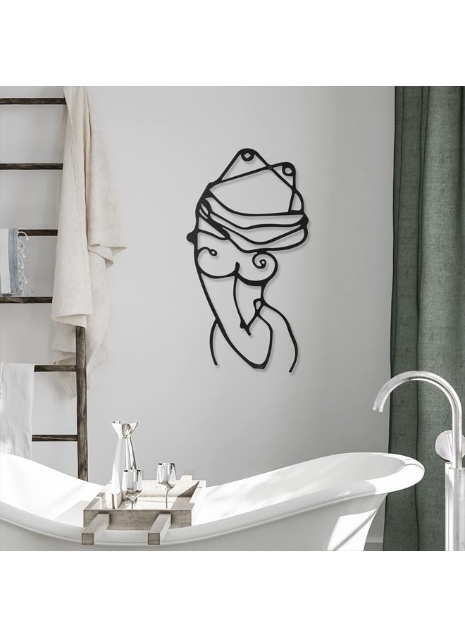 Photect - 3 Pieces Metal Wall Art Decor Minimalist Abstract Woman Wall Art Modern Line Drawing Wall Art Decor Metal Female Single Line Wall Home Hanging for Bedroom Kitchen Bathroom Living Room (Black, Lively) - Image 1