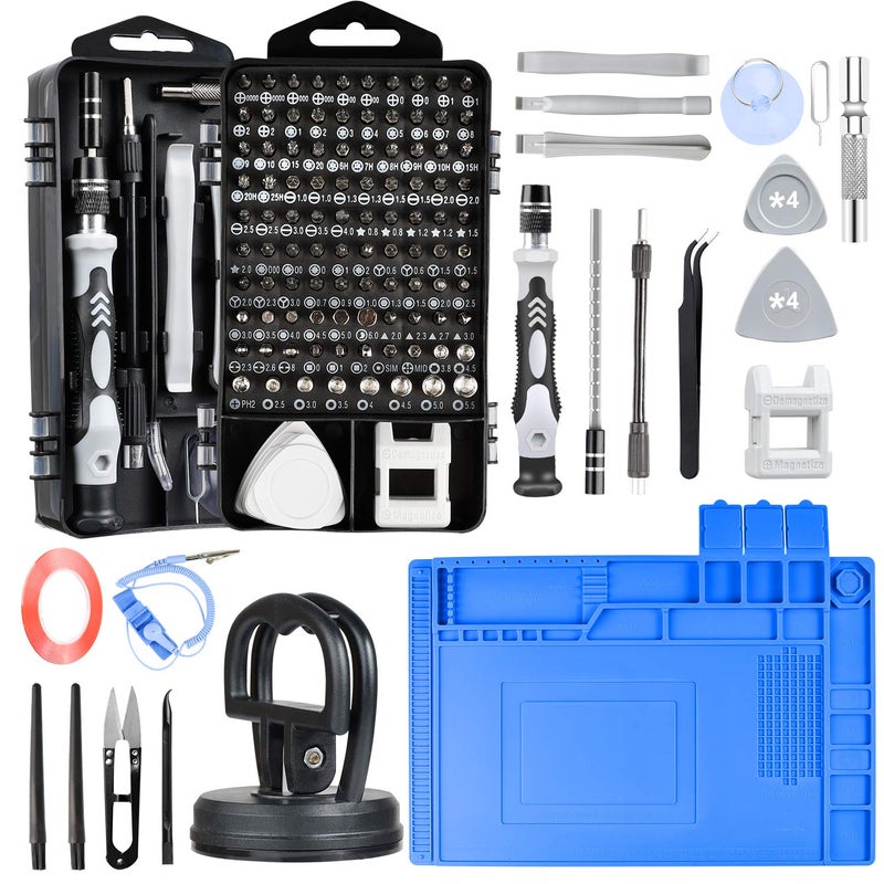 ZinonMax Precision Screwdriver Set, Electronics Repair Tool Kit with Anti Static Mat, ESD Wristband,Fast Home Multi-types Drivers for Phone, Computer, Laptop (Black) - Image 1