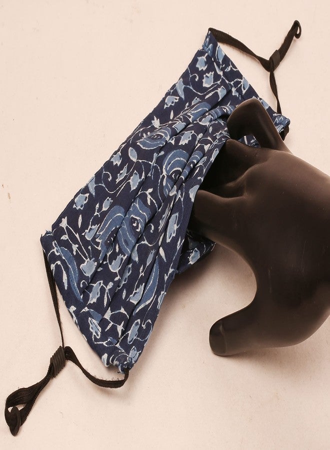 تتش ستون قناع وجه قطني قابل لإعادة الاستخدام والغسل، مصنوع من قماش مزهر من تاتشستون، مزود بجيب فلتر قابل للتعديل وجسر أنف، طبقتين، مضاد للتلوث والضباب الدخاني والبرد والسعال (عبوة من 3 قطع). متوفر باللون الوردي والأزرق النيلي. - Image 3