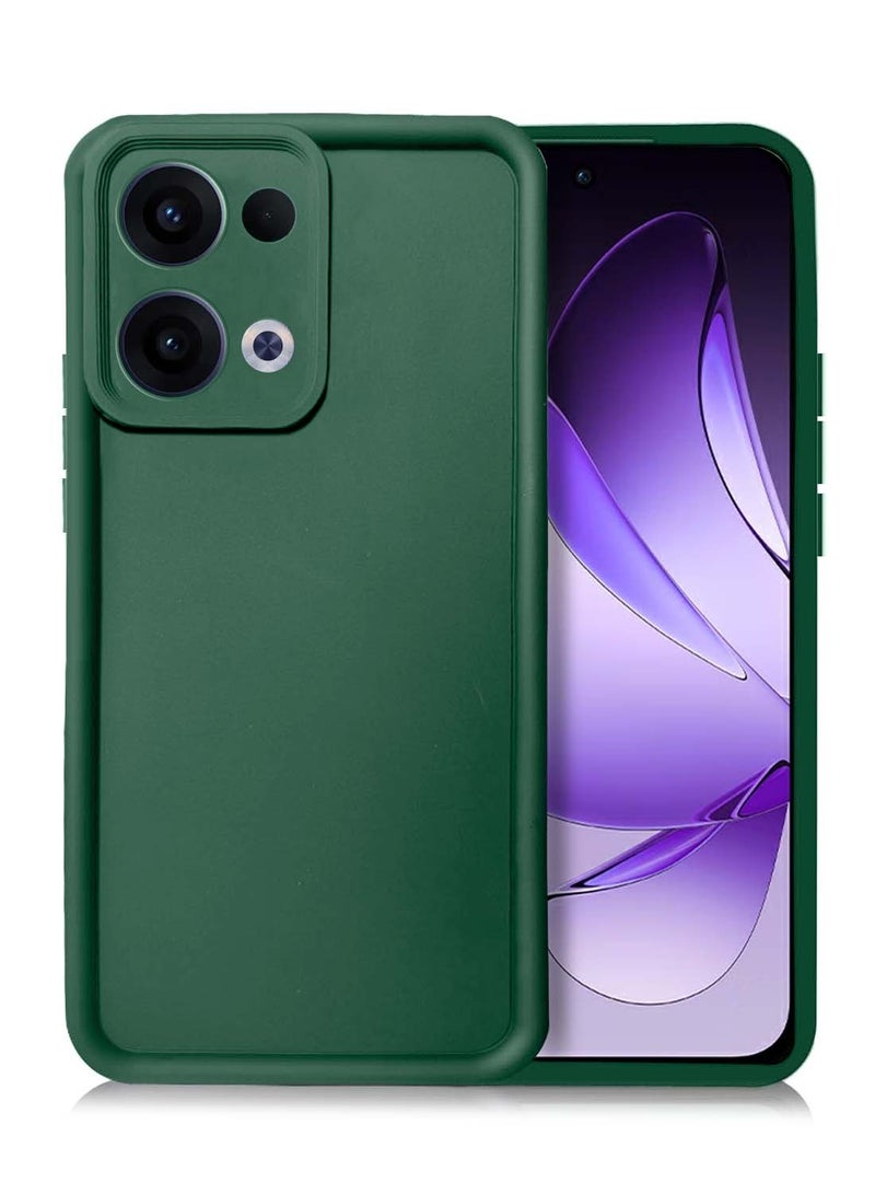 Wtech Oppo Reno13 5G 2024 Premium Soft Liquid Silicone Full Protective Raised Lips Edges and Camera Case Cover (MCRPSN) - Dark Green - Image 1
