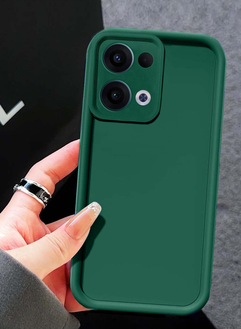 Wtech Oppo Reno13 5G 2024 Premium Soft Liquid Silicone Full Protective Raised Lips Edges and Camera Case Cover (MCRPSN) - Dark Green - Image 2