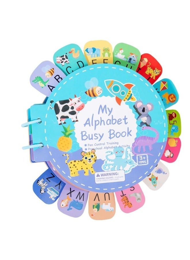 Twisoo Alphabet Busy Book for Toddlers ABC Learning Activity Book for Kids Age 3+ Montessori Preschool Educational Quiet Book Reusable Early Learning Workbook for Children - Image 1