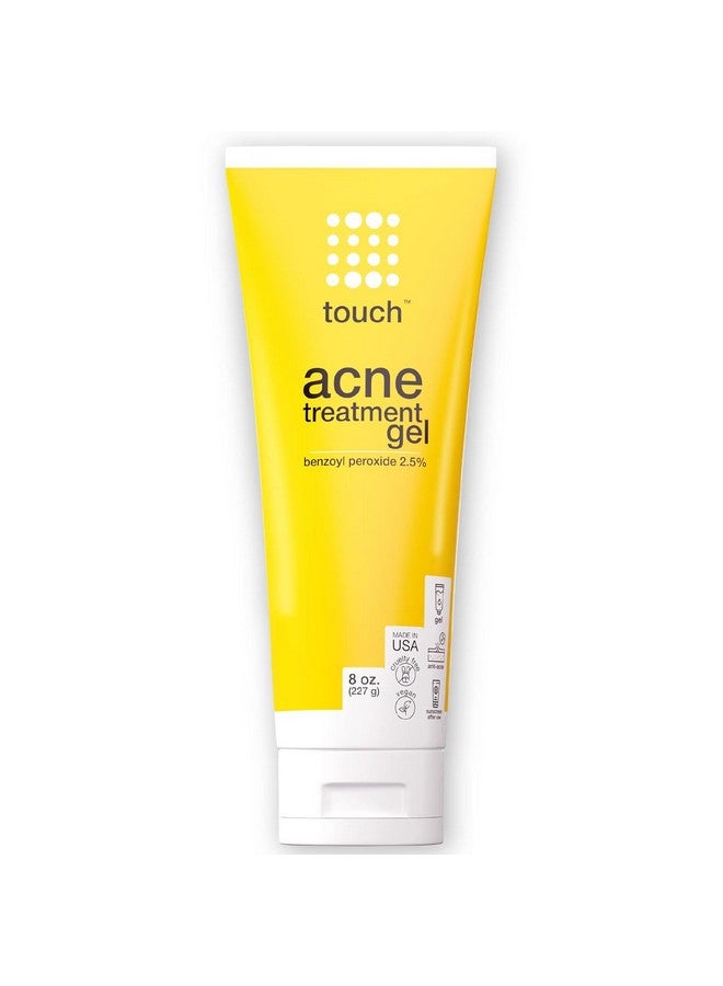 Touch Benzoyl Peroxide 2.5% Gel Cream For Acne - Pimples and Cystic Acne Spot & Daily Face and Back Medication for Adults & Teens - Goes on Clear Lightweight & Non-Drying - Large 8 oz. - Image 1