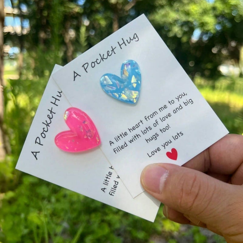 Diy Heart-Shaped Pocket Hug Greeting Card Mini Resin Gift Pun Card With Text Accessories Jewelry - Image 3