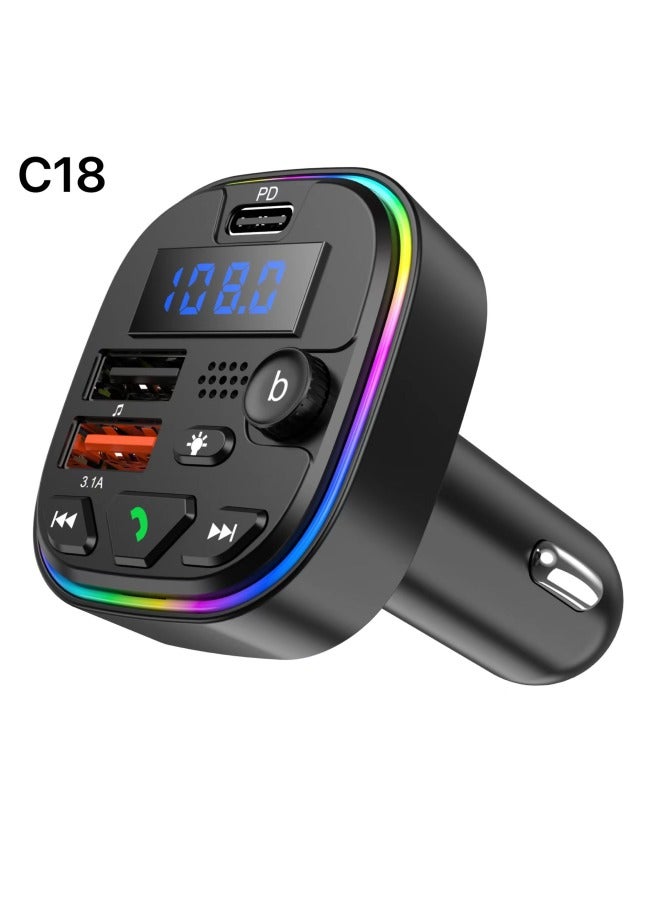 Loquat C18 Bluetooth MP3 Car Charger USB/3A/typec/TF/colorful Lights-Memory Capacity:None - Image 3