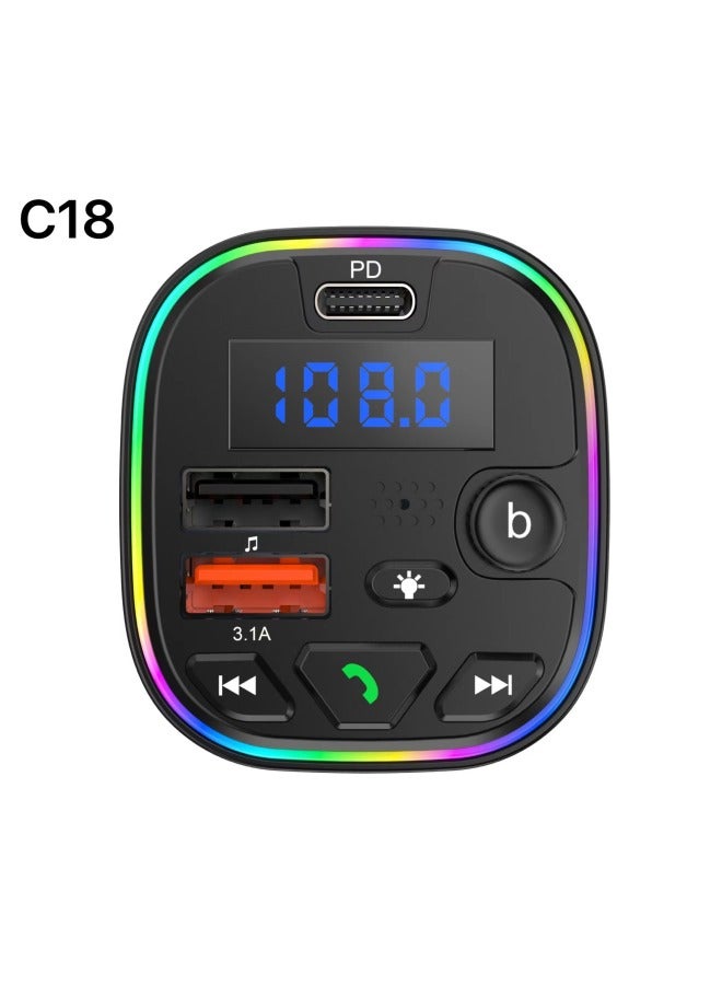 Loquat C18 Bluetooth MP3 Car Charger USB/3A/typec/TF/colorful Lights-Memory Capacity:None - Image 2