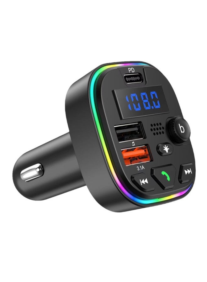 Loquat C18 Bluetooth MP3 Car Charger USB/3A/typec/TF/colorful Lights-Memory Capacity:None - Image 4