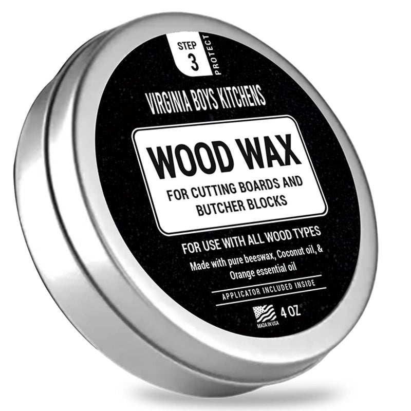 Virginia Boys Kitchens Wood Wax - Applicator included - made with Coconut Oil and Beeswax - Food Grade - for Cutting Board, Bowl, wooden utensils  - Image 1