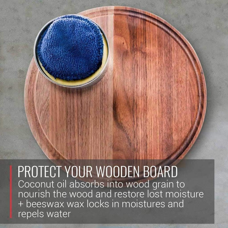 Virginia Boys Kitchens Wood Wax - Applicator included - made with Coconut Oil and Beeswax - Food Grade - for Cutting Board, Bowl, wooden utensils  - Image 2
