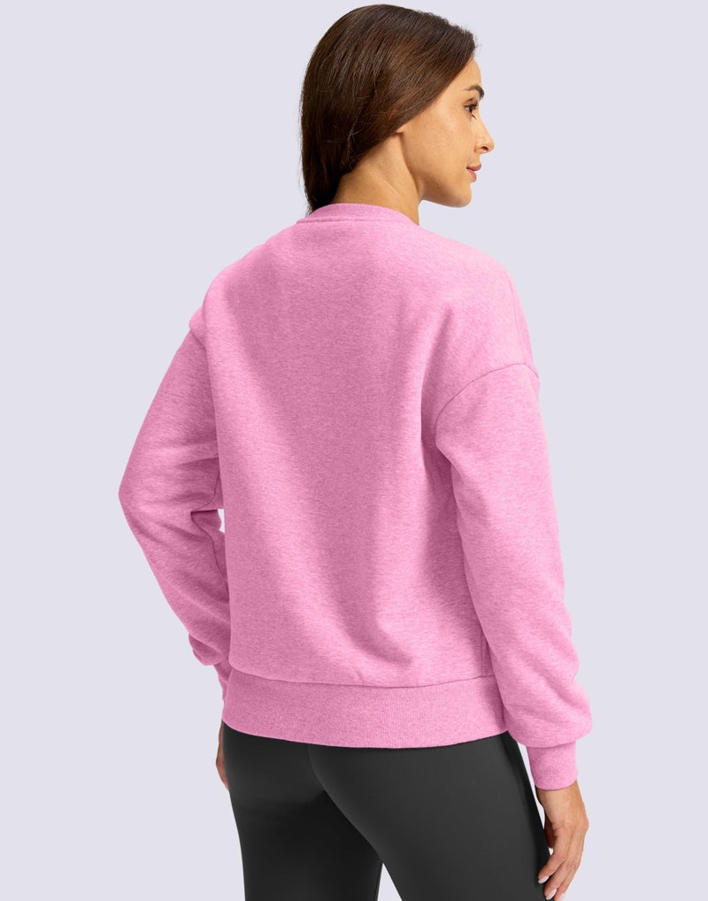 SANTINY Women's Fleece Sherpa Lined Sweatshirt Warm Winter Pullover Sweaters Cozy Thick Crewneck Sweatshirts with Pockets (Pink Heather_L) - Image 5