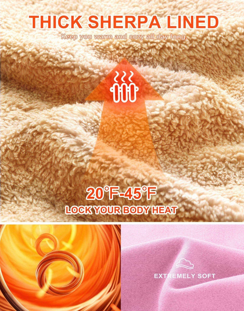 SANTINY Women's Fleece Sherpa Lined Sweatshirt Warm Winter Pullover Sweaters Cozy Thick Crewneck Sweatshirts with Pockets (Pink Heather_L) - Image 4