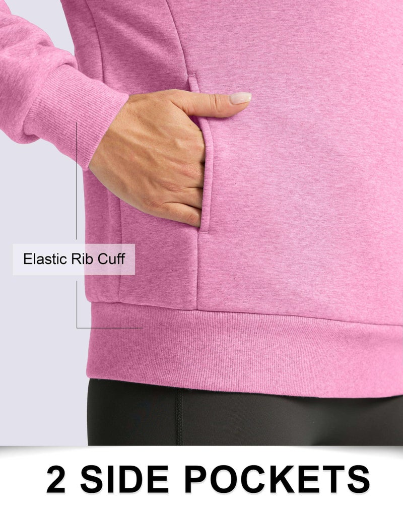 SANTINY Women's Fleece Sherpa Lined Sweatshirt Warm Winter Pullover Sweaters Cozy Thick Crewneck Sweatshirts with Pockets (Pink Heather_L) - Image 2