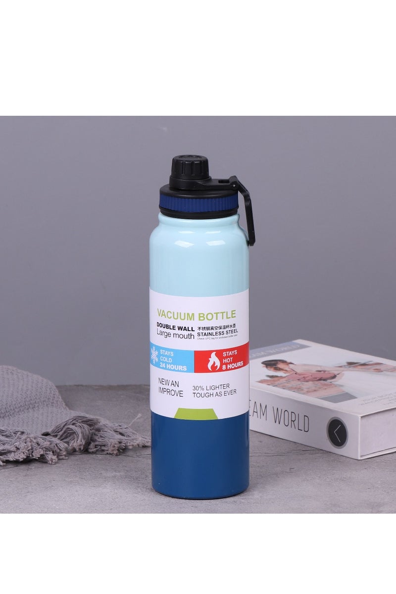 زجاجة مياه استانلس  - سعه 800 مل - بوتل مياه مع غطاء محمول، ترمس معدني معزول بالتفريغ، مصنوع من الفولاذ المقاوم للصدأ | قارورة متعدد الالوان - Image 1