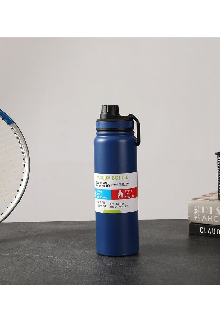 زجاجة مياه استانلس  - سعه 800 مل - بوتل مياه مع غطاء محمول، ترمس معدني معزول بالتفريغ، مصنوع من الفولاذ المقاوم للصدأ | قارورة متعدد الالوان - Image 2