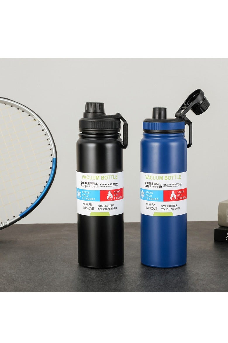 زجاجة مياه استانلس  - سعه 800 مل - بوتل مياه مع غطاء محمول، ترمس معدني معزول بالتفريغ، مصنوع من الفولاذ المقاوم للصدأ | قارورة متعدد الالوان - Image 3