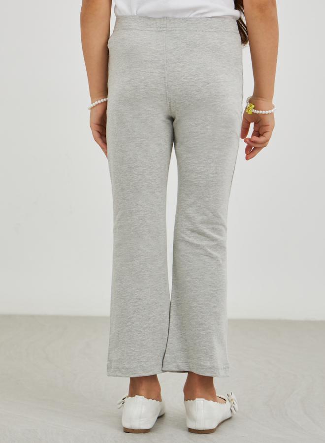 Styli Styli Girls Grey Solid Elasticated Waistband Flared Leggings - Image 4
