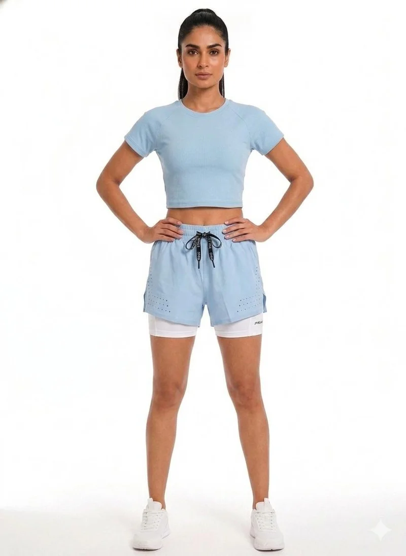 Prima Ace Sky Blue Women's Shorts Gym Addict Premium Sky Blue for Women | Best Price UAE