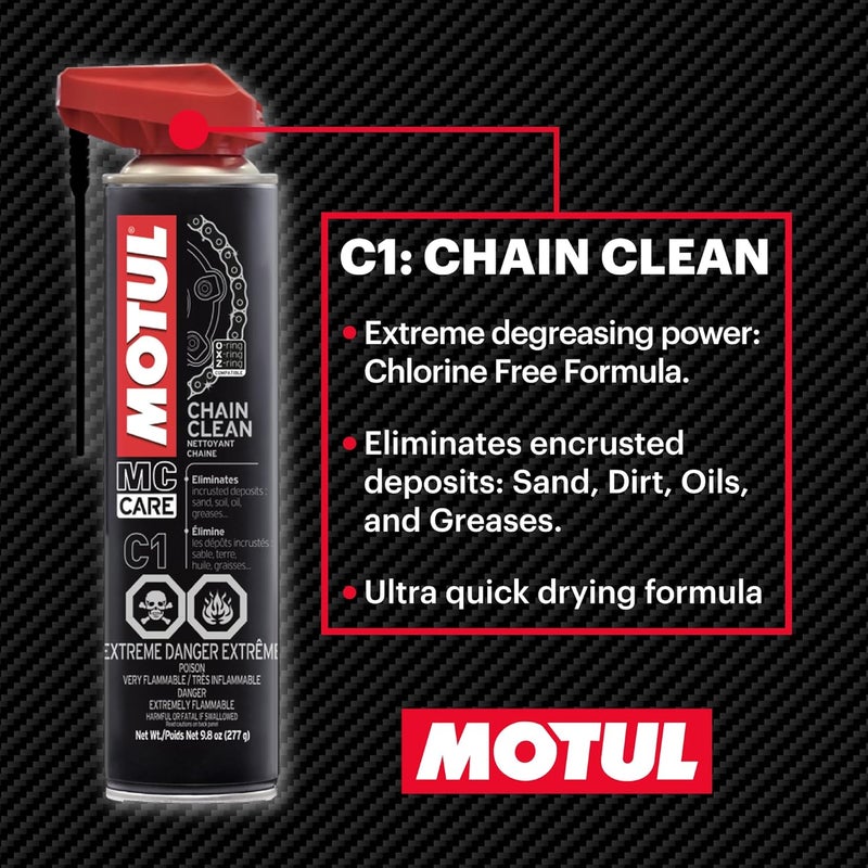 MOTUL Chain Care Kit Off Road - Complete Motorcycle Chain Maintenance System W/Chain Cleaner (C1) & Chain Lube (C3) MC Care System (109788) - Image 2