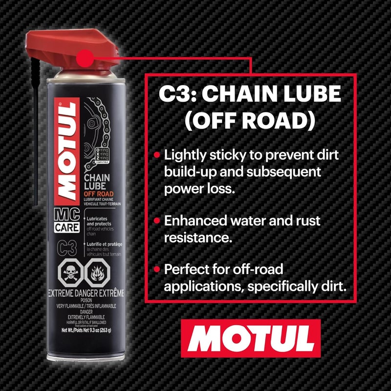MOTUL Chain Care Kit Off Road - Complete Motorcycle Chain Maintenance System W/Chain Cleaner (C1) & Chain Lube (C3) MC Care System (109788) - Image 4