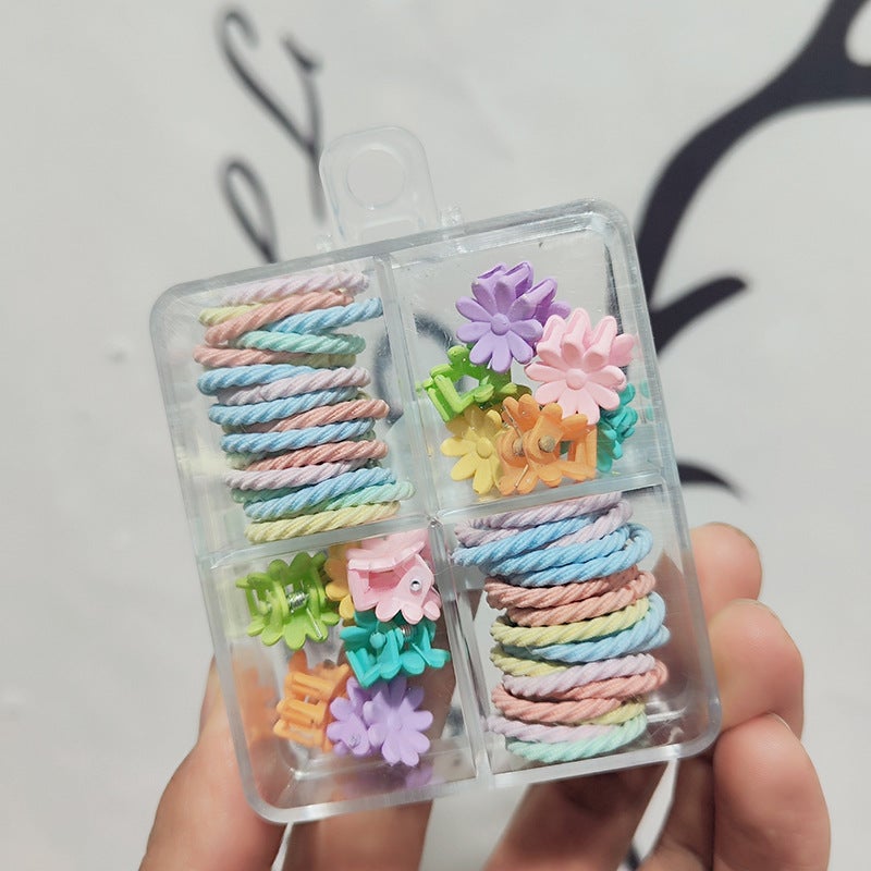 Generic Childrens Rubber Band Hair Band Headdress Girls Hair Tie Hair Rope does not hurt hair High Elastic Small Hair Rope Hair Accessories Leather Cover No.11 Nine-petal Flower Clasp Rubber Belt Blend