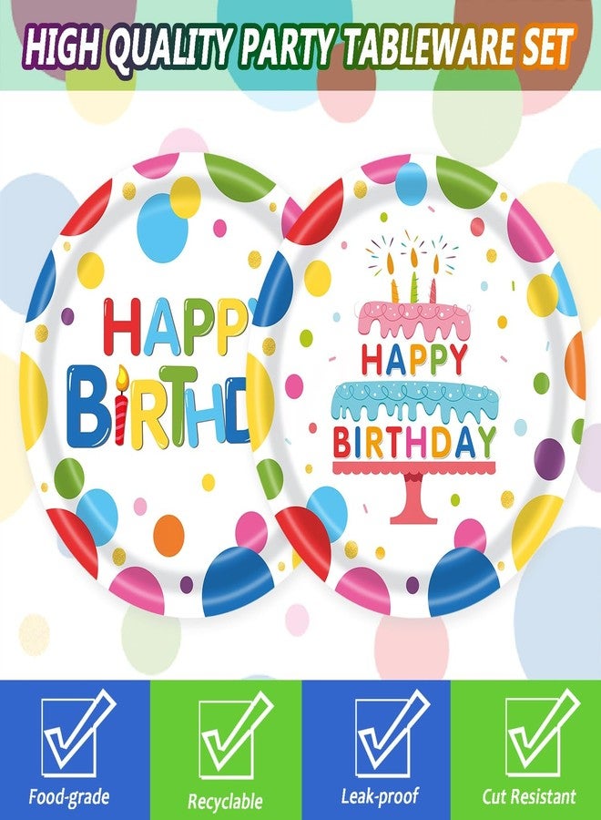 LYFREE 50PCS Happy Birthday Paper Plates Party Supplies 7 inch Disposable Cake Dessert Plates Tableware Set for Boys Girls Birthday Gathering Picnic Party Decorations - Image 3