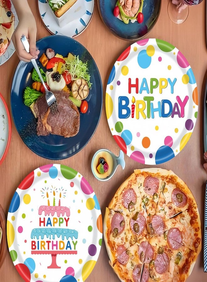 LYFREE 50PCS Happy Birthday Paper Plates Party Supplies 7 inch Disposable Cake Dessert Plates Tableware Set for Boys Girls Birthday Gathering Picnic Party Decorations - Image 4