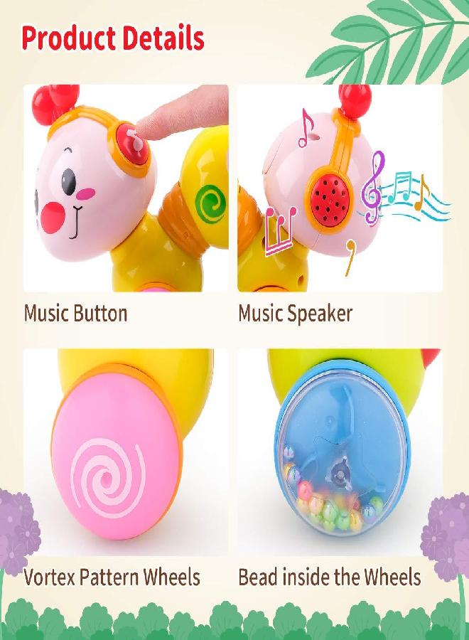 Vanmor Baby Toys 6-12 Months, Infant Musical Caterpillar Crawling Toy, Press and Go Interactive Inchworm Toy with Light Up, Tummy Time Educational for 6 7 8 9 12 18 Months - Image 2