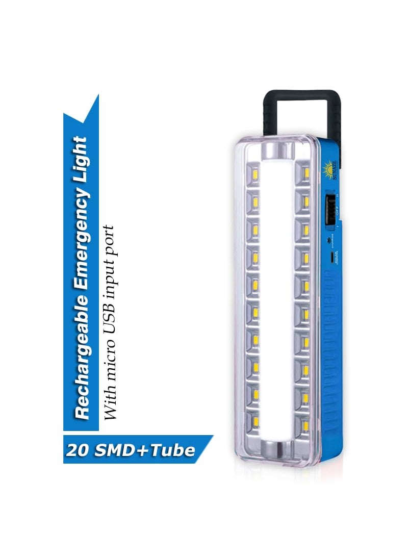 Sunaze - Sunaze Solar Rechargeable Emergency Floor Lantern Lamp Light with Dual Mode 20 SMD LED 20 Watt Tube Blue - Image 1