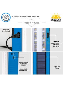 Sunaze Sunaze Solar Rechargeable Emergency Floor Lantern Lamp Light with Dual Mode 20 SMD LED 20 Watt Tube Blue  - Image 3