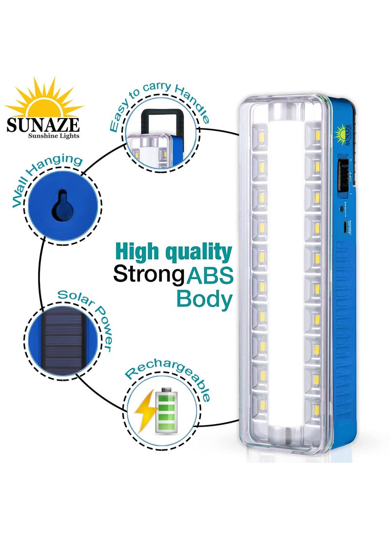 Sunaze - Sunaze Solar Rechargeable Emergency Floor Lantern Lamp Light with Dual Mode 20 SMD LED 20 Watt Tube Blue - Image 1