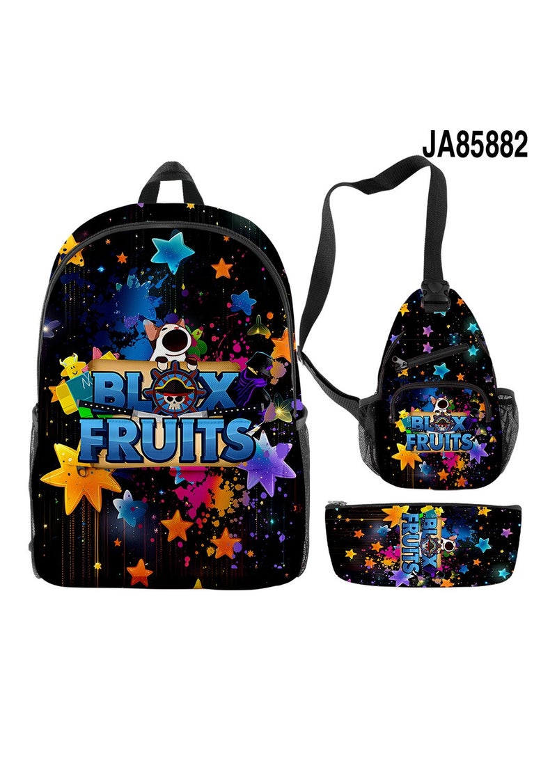Blox Cartoon Backpack Three-piece Student School Bag 