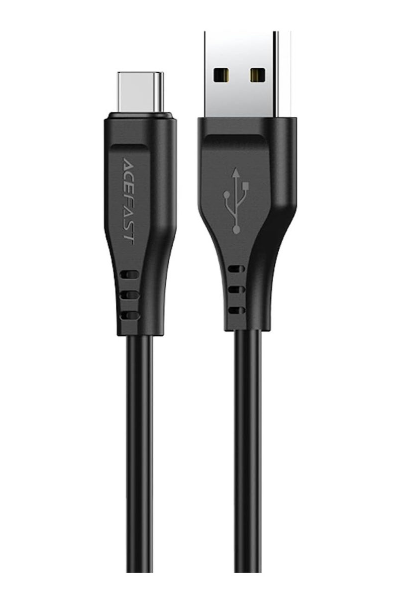 AceFast C3-04 - Fast Charging And Data Transmittion Cable (3A - 1.2M), USB-A To USB-C Plug Compatible With Samsung, Huawei, Xiaomi, Oppo - Black - Image 1