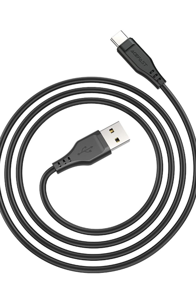 AceFast C3-04 - Fast Charging And Data Transmittion Cable (3A - 1.2M), USB-A To USB-C Plug Compatible With Samsung, Huawei, Xiaomi, Oppo - Black - Image 2