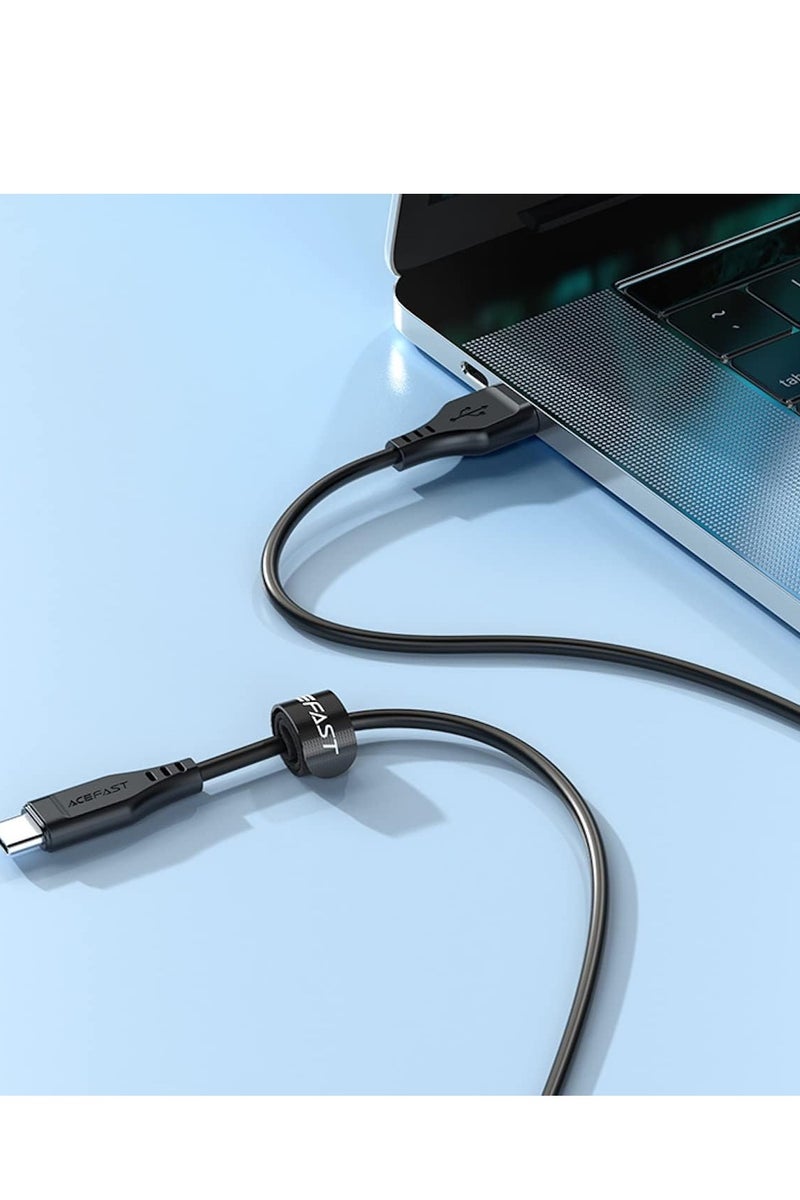 AceFast C3-04 - Fast Charging And Data Transmittion Cable (3A - 1.2M), USB-A To USB-C Plug Compatible With Samsung, Huawei, Xiaomi, Oppo - Black - Image 3