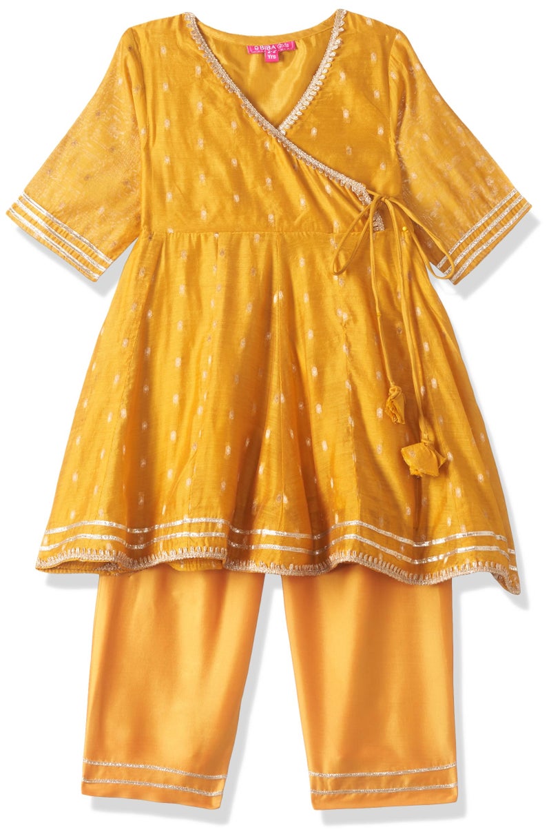 Biba Girls Yellow Polyester Anarkali Suit Set_10-11 Year - Image 2