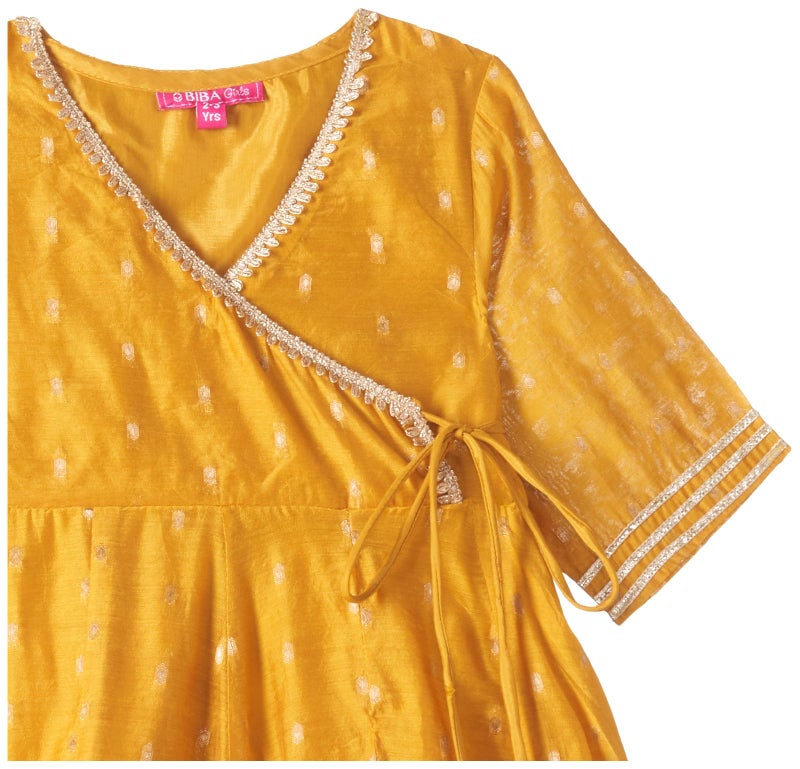 Biba Girls Yellow Polyester Anarkali Suit Set_10-11 Year - Image 3