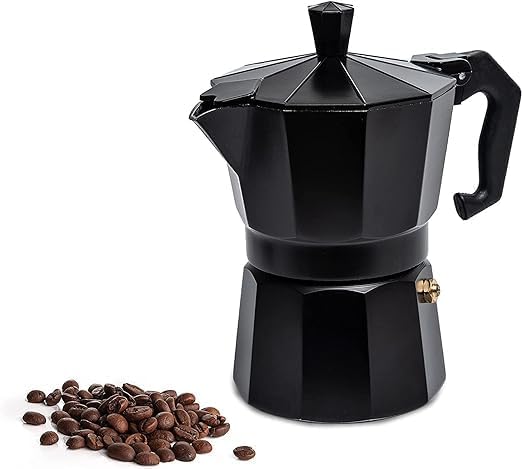 LEKORED Alluminium Espresso Coffee Maker Moka Pot Cup for Italian Espresso Decoction Coffee Mocha South Indian Filter Coffee Home Outdoor Machine Black 1 - Image 1