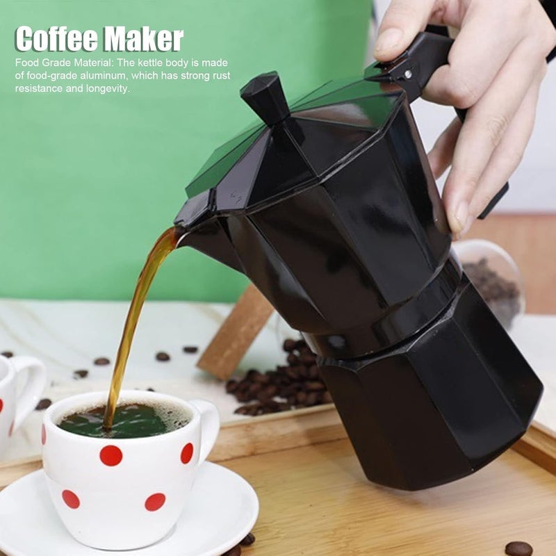 LEKORED Alluminium Espresso Coffee Maker Moka Pot Cup for Italian Espresso Decoction Coffee Mocha South Indian Filter Coffee Home Outdoor Machine Black 1 - Image 4