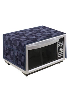 Kuber Industries Kuber Industries PVC Check Print Decorative Microwave Oven Top Cover|4 Utility Pockets & Waterproof PVC|Size 90 x 40 CM (Grey)  - Image 4