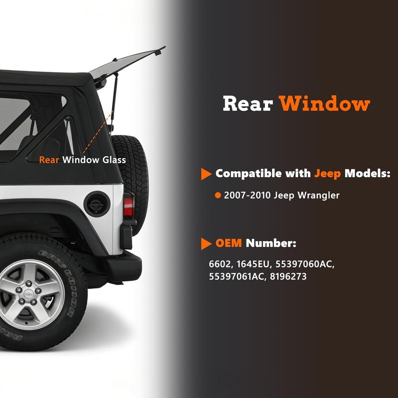 Blshwez Rear Window Struts, Heavy-Duty Rear Glass Shocks Lift Supports for Jeep Wrangler 2007-2010, 2006 Jeep Wrangler 65th Anniversary, Replaces OEM# 6602 SG214054, 2PCS - Image 2