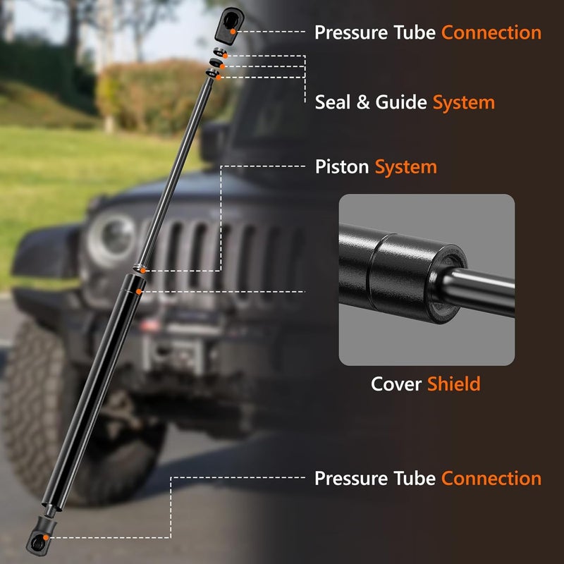 Blshwez Rear Window Struts, Heavy-Duty Rear Glass Shocks Lift Supports for Jeep Wrangler 2007-2010, 2006 Jeep Wrangler 65th Anniversary, Replaces OEM# 6602 SG214054, 2PCS - Image 3