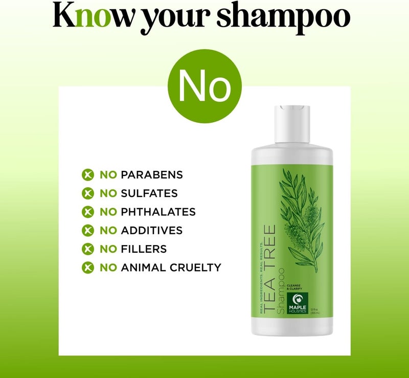 Maple Holistics Clarifying Shampoo for Build Up & Oily Hair - Tea Tree Shampoo for Men and Women with Rosemary Essential Oil for Oily Hair and Scalp - Color Safe Vegan Sulfate Silicone & Paraben Free (10 Fl Oz) - Image 1